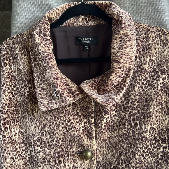 Talbots Button Down Leopard Print chunky gold button jacket pockets. 16 petite - Picture 11 of 13